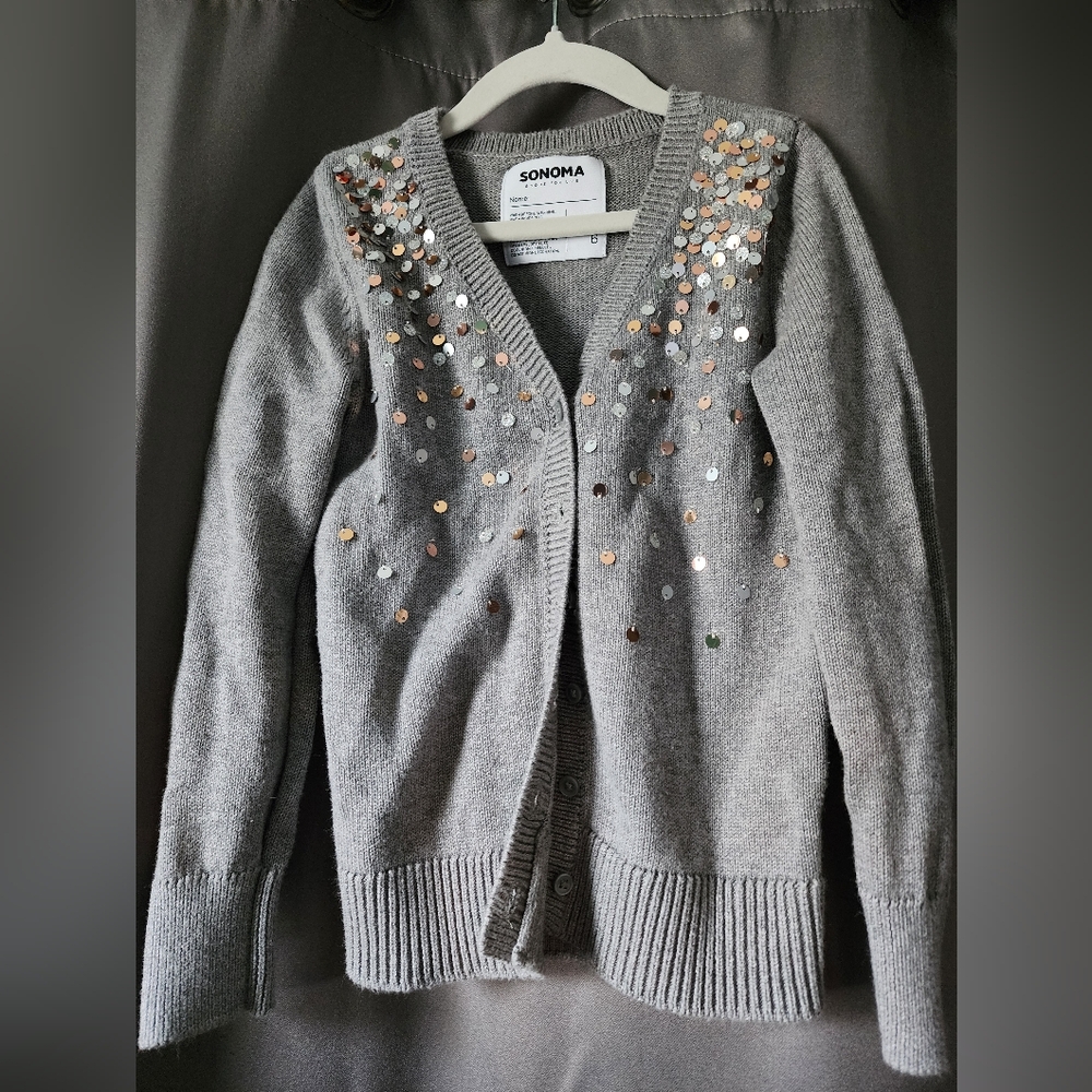 Sonoma Gray Cardigan with Sequin Detail